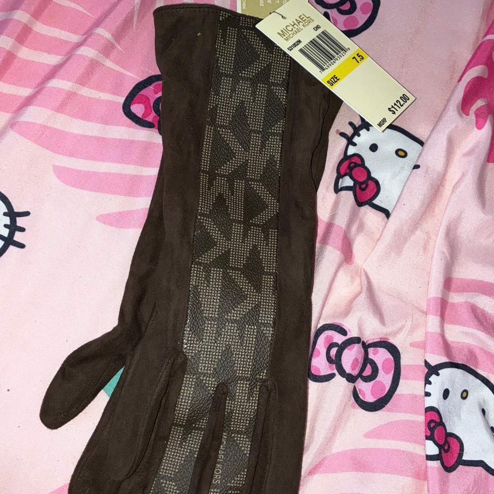 Michael Kors Dark Brown Monogram Gloves NWT